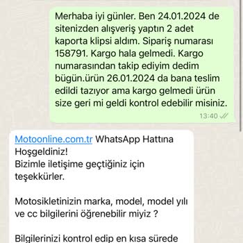 Motoonline.com Ürün Teslimatı Gerçekleşmedi, İletişim Sorunu Var