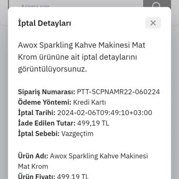 PttAVM İptal Ettiğim Ürün Ücreti Yatırılmadı