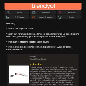 Trendyol Olumsuz Yorum İstemiyor Yorum Yazarken Sağlık Beyanı İstiyor.