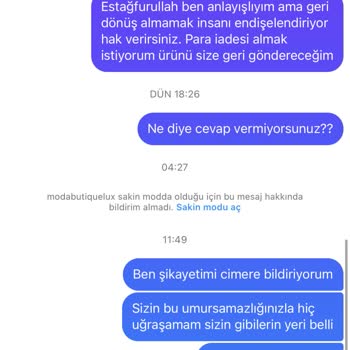 Modabutiquelux Hayal Kırıklığına Uğratan Alışveriş Deneyimi