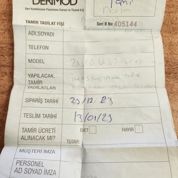 Derimod Teslim Edilmeyen Tadilat İşlemi