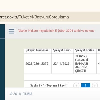 Garanti BBVA Tüketici Hakem Heyet-i Başvurum