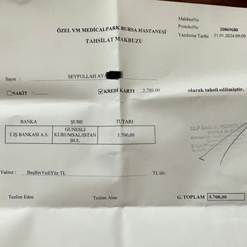 Bursa Medical Park Taburcu Olduktan 1 Hafta Sonra Para Talep Ediyor!