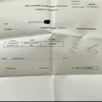 Bursa Medical Park Taburcu Olduktan 1 Hafta Sonra Para Talep Ediyor!