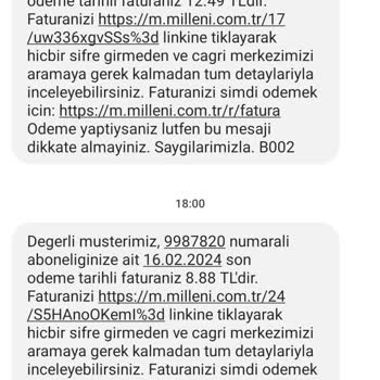 Millenicom Eski Aboneliğe Ait Faturalandırma
