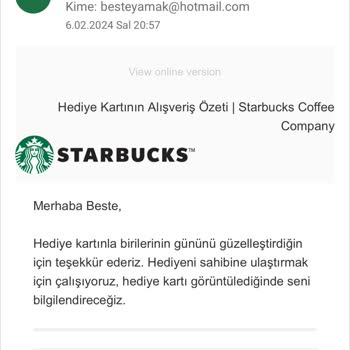 Starbucks Müşteri Hizmetleri Sorunumu Çözmedi Param Çöp