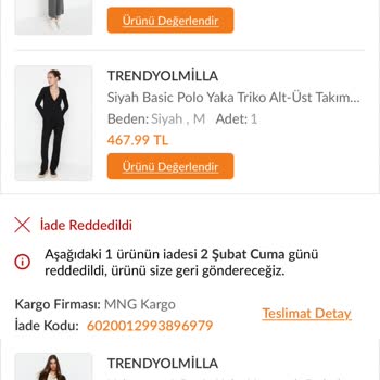 Trendyolmilla İadeye Gönderdiğim Ürünün Tutarını İade Etmiyor