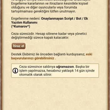 Klanlar Haksız Hesap Kapatma