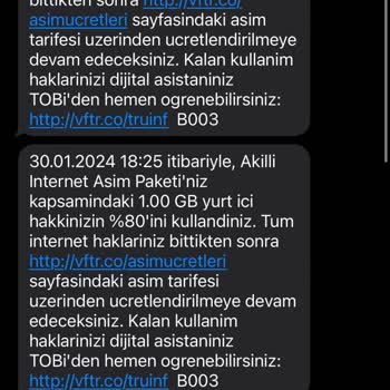 Vodafone, Satın Aldığım Ek Paket Dururken Kota Aşım Ücreti Yazıp Durdu