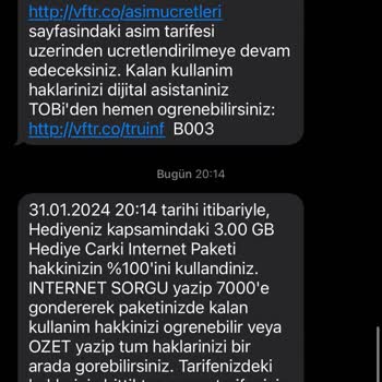 Vodafone, Satın Aldığım Ek Paket Dururken Kota Aşım Ücreti Yazıp Durdu