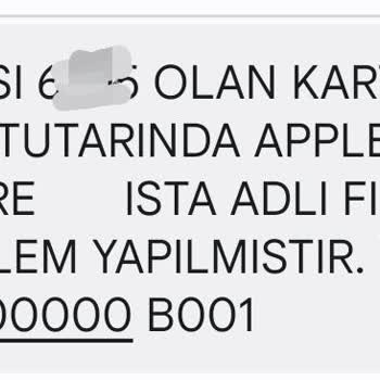 Ziraat Bankası/Apple Store Kredi Kartı Şüpheli İşlem