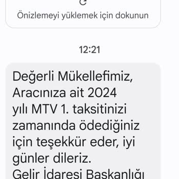 GİB MTV Vergi Mesajı (motorlu Taşıtım Yok)