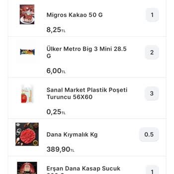 Migros Sanal Market Kıyması