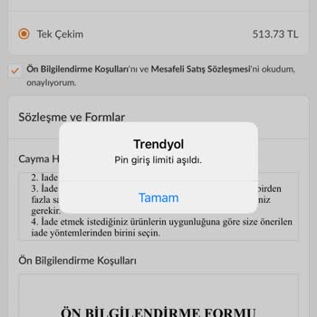 Trendyol Pin Giriş Limit Aşımı