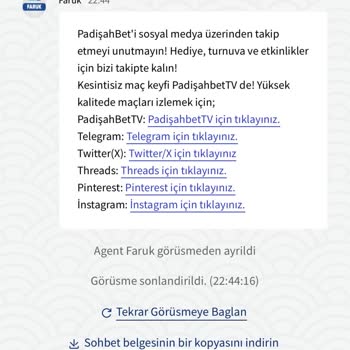 Padişahbet Müşteri Hizmetleri Görüşmeyi Cevaplandırmadan Sonlandırıyor