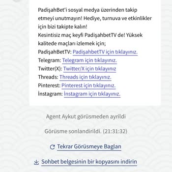 Padişahbet Müşteri Hizmetleri Görüşmeyi Cevaplandırmadan Sonlandırıyor
