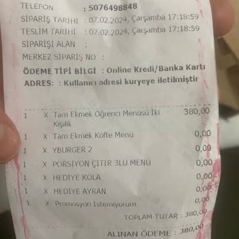 Yemek Sepeti Köfteci Yusuf Şikayet