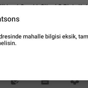 Watsons Online "mahalle Bilgisi Eksik"sorunu.