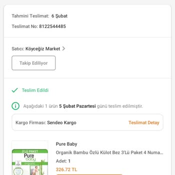Trendyol'dan Köyceğiz Marketten Aldığım Bebek Bezi Yanlış Geldi