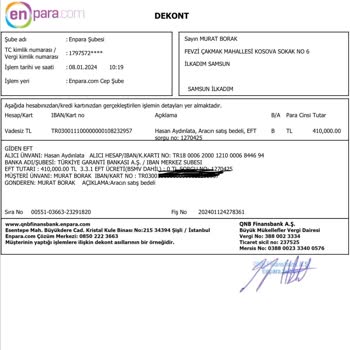 Enpara Hatalı EFT İade Talebi