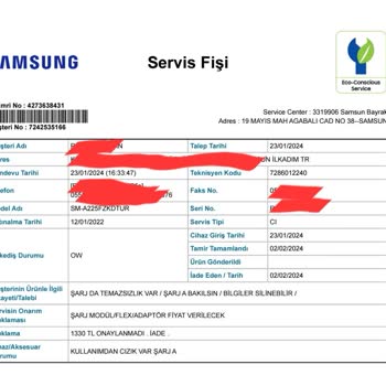 Samsung Yetkili Servis Sorumsuzluğu
