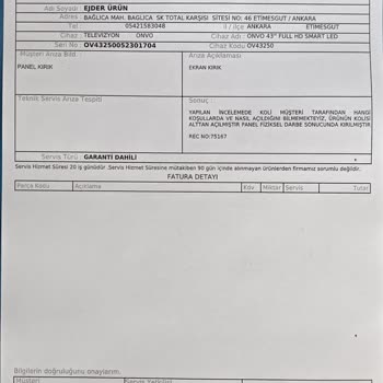 Onvo TV Arızası Şikayeti