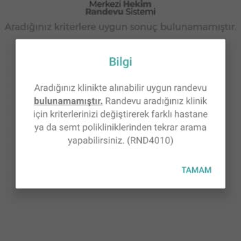 MHRS (Merkezi Hekim Randevu Sistemi) Diş Randevu Alamama