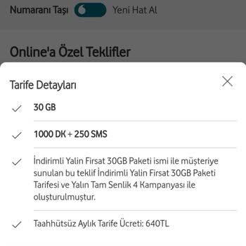 Vodafone Farklı Fatura Ücreti