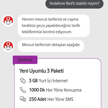 Vodafone Tarife Değişimi Kısıtlaması