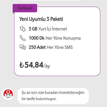 Vodafone Tarife Değişimi Kısıtlaması