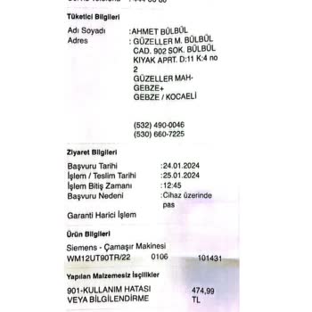 2 Yıllık Siemens Çamaşır Makinesinde Paslanma Sorunu Ve Servis Fiyaskosu