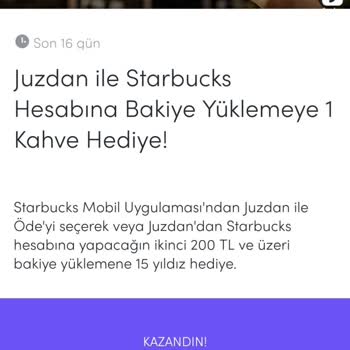 Starbucks Juzdan Bakiye Yükleme Kampanyası Düzgün Çalışmıyor