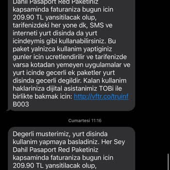 Vodafone Yurt Dışı Her Şey Dahil Pasaport Paketi Fazladan Ücret Alması