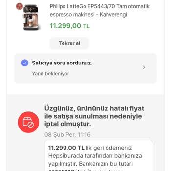 Hepsiburada Hatalı Fiyattan İptal