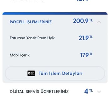 Faturama Yansıtılan Paycell İşlemleri
