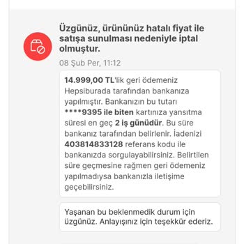 Hepsiburada Siparişimi Yanlış Fiyat Etiketi Bahanesi İle İptal Etti.