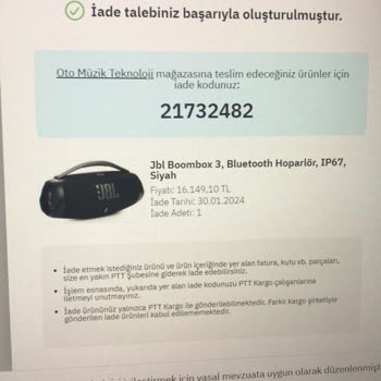 Epttavm Den Alınan JBL Boom Box 3 Yerine Gelen Sahte Kullanılmış Ürün