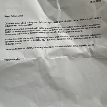 Columbia Haksız Yere Ürünümü Red Etti