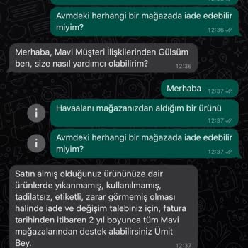 Mavi Jeans Etiketli Ve Bozulmamış Ürünü 7 Gün Sonra İade Almadı!