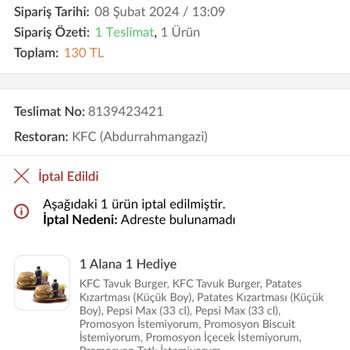 Trendyol Yemek Uygulaması Konulu Şikayeti