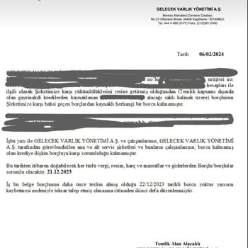 Gelecek Varlık Borcu KKB Bildirmiyor Borcu Silmiyor!