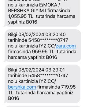 Moka Bershka Bilgimiz Dışında Kredi Kartından Sipariş Verilmiştir