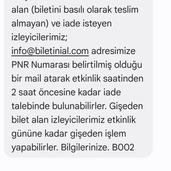 Biletinial.com İptal Talebim Kabul Edilmiyor