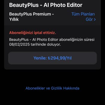 BeautyPlus Yanlışlıkla Satın Aldım Yardımcı Olur Musunuz