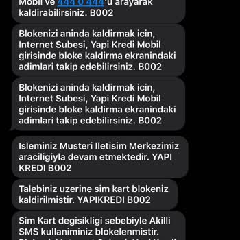 Yapı Kredi Bankası Sim Kart Blokesi Kaldırılamıyor