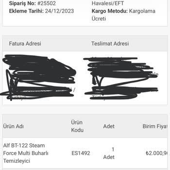 Arya Gross Gönderilmeyen Ürün!