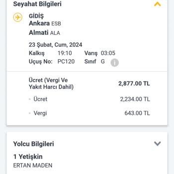 Pegasus Havayolları Ücret Farkı