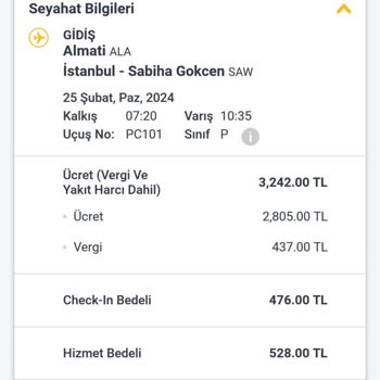 Pegasus Havayolları Ücret Farkı