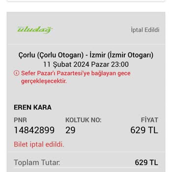 Obilet Ücret İadesi Yapılmıyor