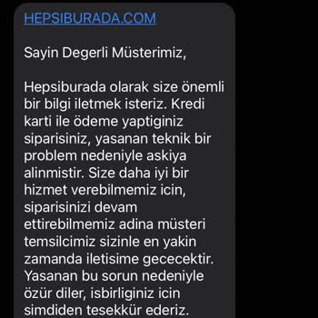 Hepsiburada Kaynaklı Sipariş Sorunu